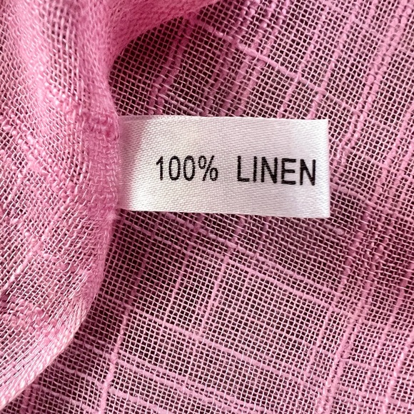 💯 % Linen Baby Pink Shawl With Playful Tassels - Picture 11 of 12